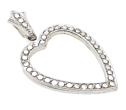 925 Sterling Silver  Sparkling Open Love Heart Drop Pendant  PT7624