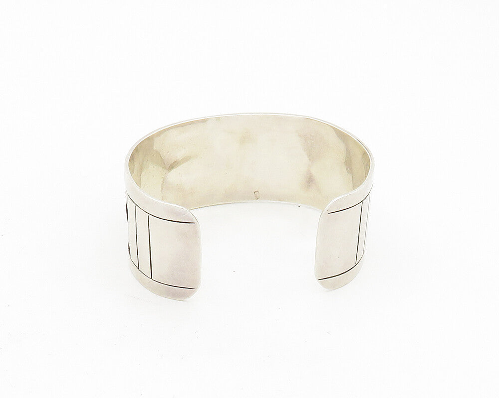HOB MEXICO 925 Silver  Vintage Shiny Lizard Pattern Cuff Bracelet  BT7529