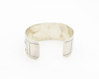 HOB MEXICO 925 Silver  Vintage Shiny Lizard Pattern Cuff Bracelet  BT7529