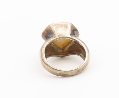 925 Sterling Silver Vintage Ring Modernist Moonstone Shield Band  Sz 6  RG36808