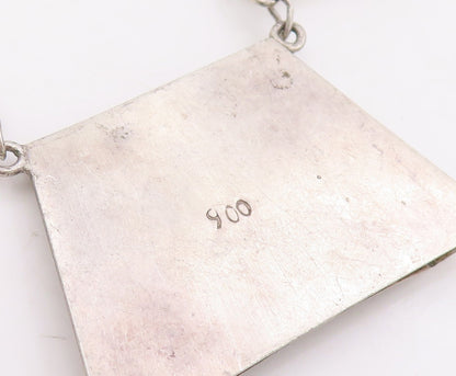 925 Sterling Silver Vintage Necklace Carved Storyteller Panel Choker   NE4684