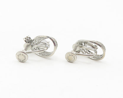 AM LEE 925 Silver  Vintage Marquise Cut Topaz Non Pierce Earrings  EG6176