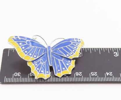 925 Sterling Silver Vintage Pendant Elegant Enameled Butterfly Charm  PT25660