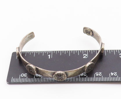 DESIGNER 925 Silver  Vintage Etched Circle Sapphire Cuff Bracelet  BT9444