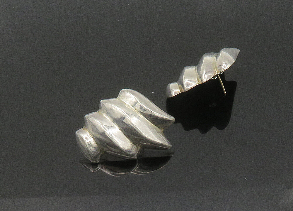 BAYANIHAN 925 Silver & 14K GOLD  Vintage Shiny Fluted Drop Earrings  EG10528