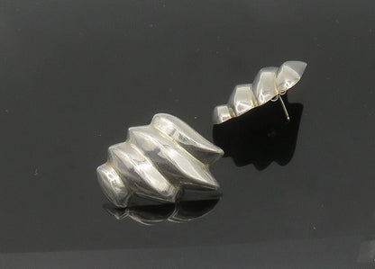 BAYANIHAN 925 Silver & 14K GOLD  Vintage Shiny Fluted Drop Earrings  EG10528