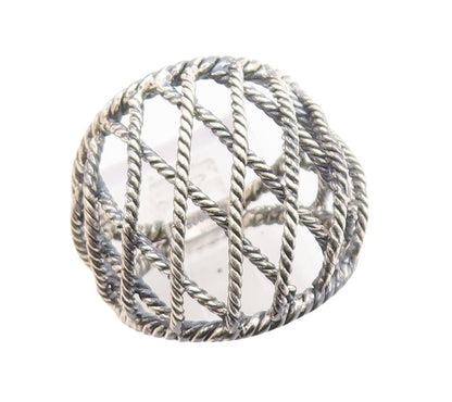 925 Sterling Silver Vintage Ring Dark Tone Twisted Rope Box Design Sz 7  RG31247