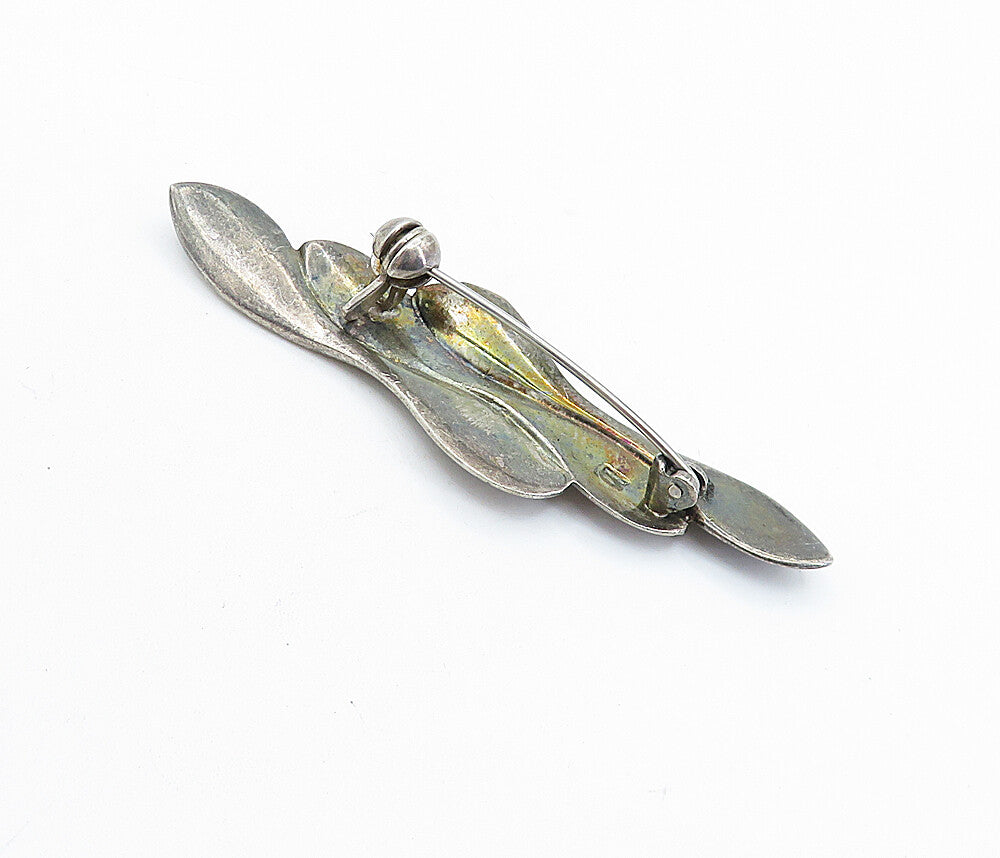 925 Sterling Silver  Vintage Smooth Oxidized Sculpted Brooch Pin  BP2129