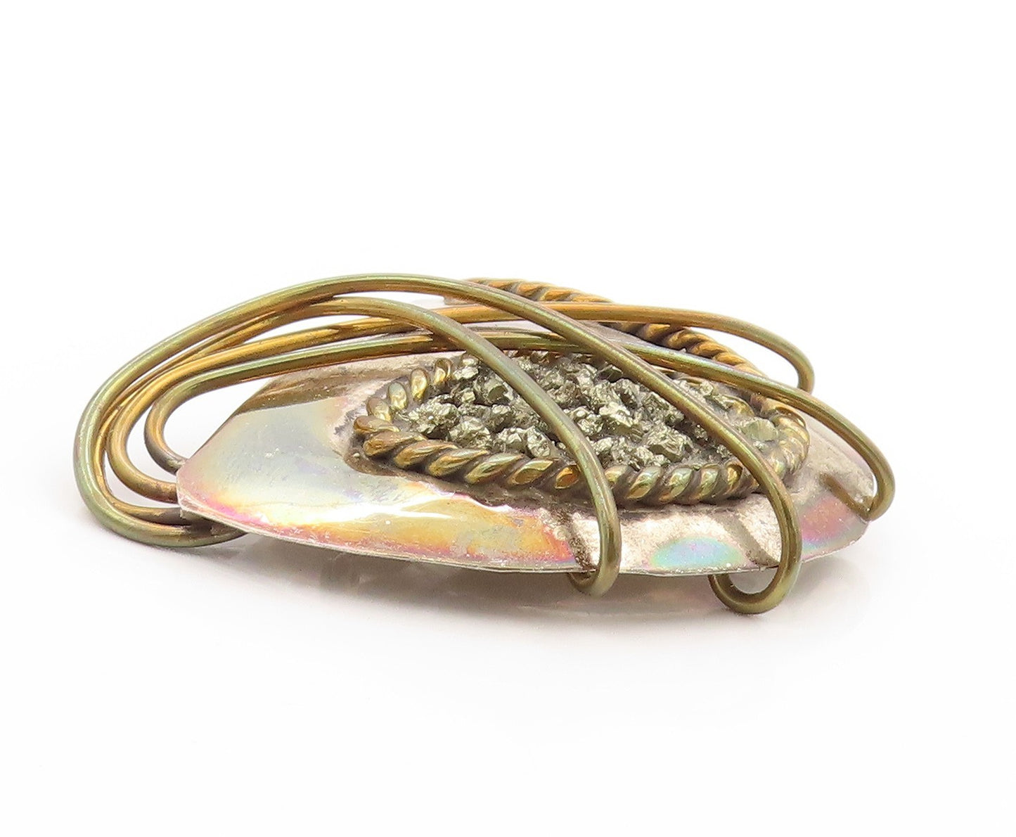 925 Sterling Silver Vintage Brooch Modernist Nested Geometric Design  BP11898