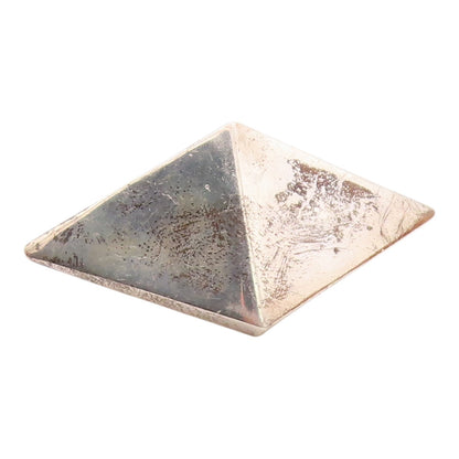MEXICO 925 Silver  Vintage Double Triangle Pyramid Motif Brooch Pin  BP9678