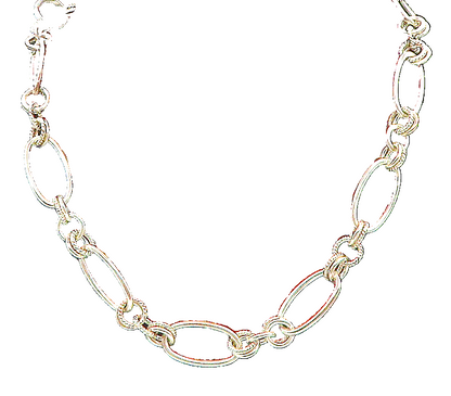 MONET 925 Silver  Vintage Circle Rope Twist Mooring Link Chain Necklace NE3846