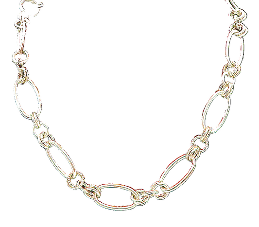 MONET 925 Silver  Vintage Circle Rope Twist Mooring Link Chain Necklace NE3846