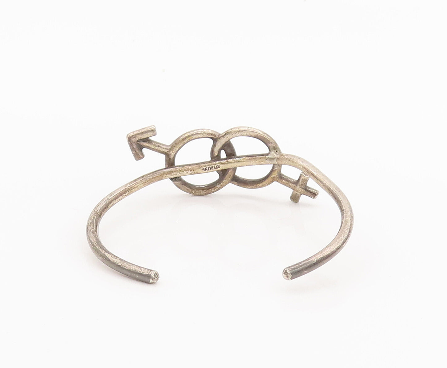 925 Sterling Silver Vintage Bracelet Cutout Girl & Boy Gender Symbol  BT10279