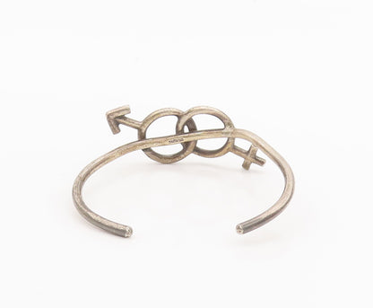925 Sterling Silver Vintage Bracelet Cutout Girl & Boy Gender Symbol  BT10279