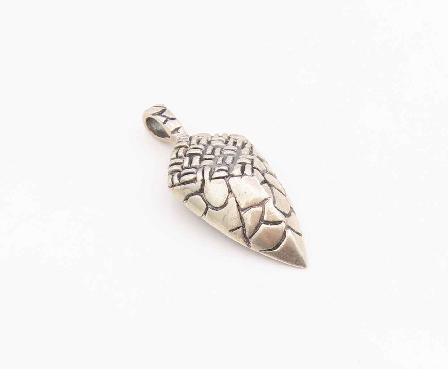 925 Sterling Silver Vintage Pendant Modernist Carved Geometric Charm  PT26167