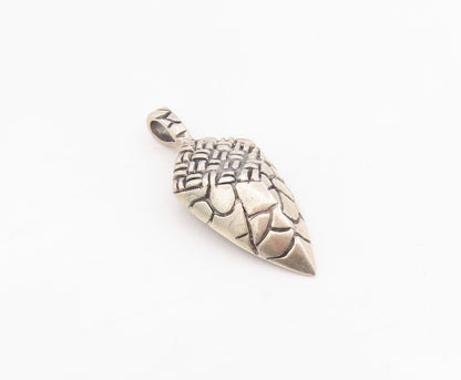925 Sterling Silver Vintage Pendant Modernist Carved Geometric Charm  PT26167