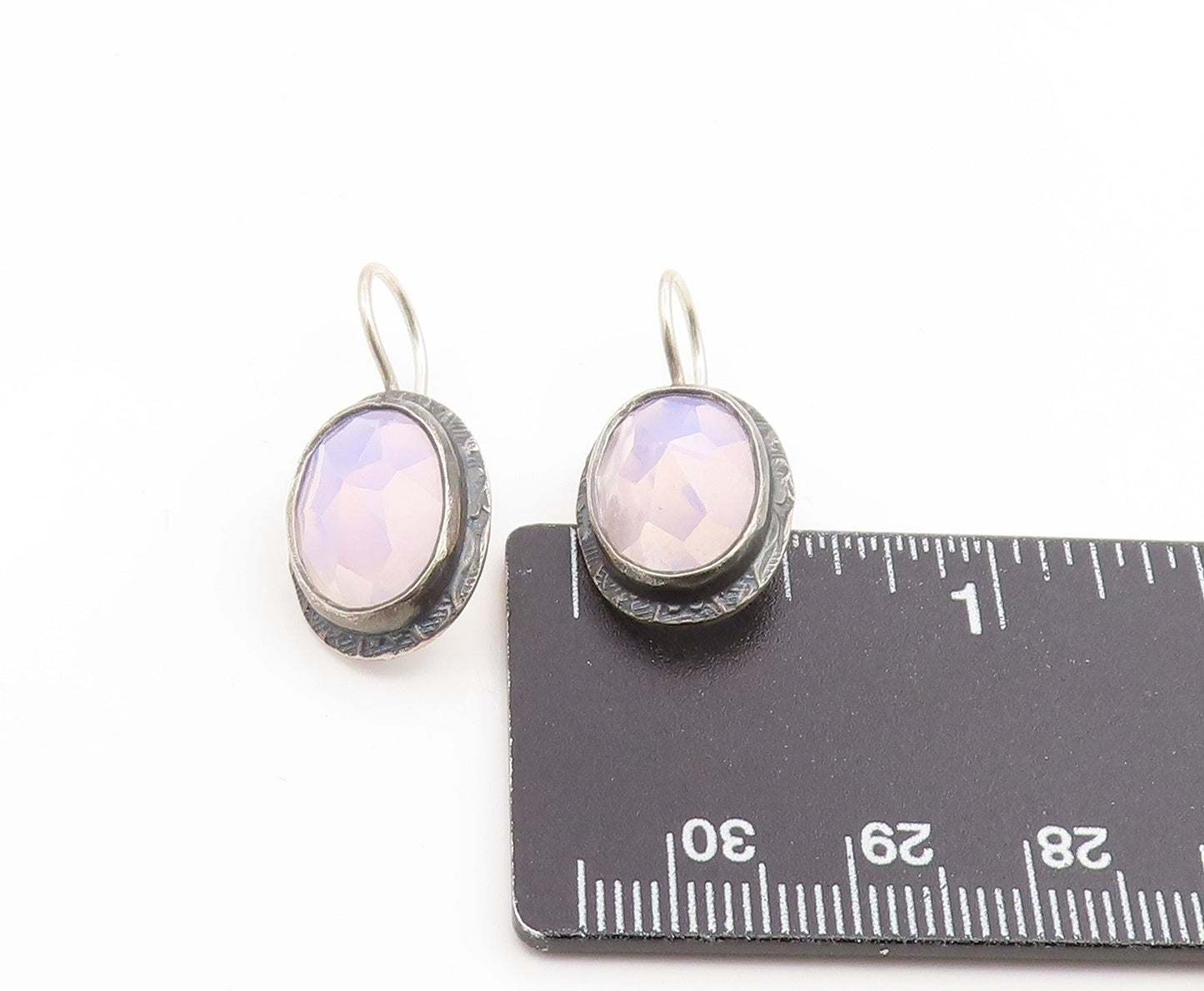 925 Sterling Silver Vintage Earrings EUROPE Faceted Opal Elegant Dangle  EG14152