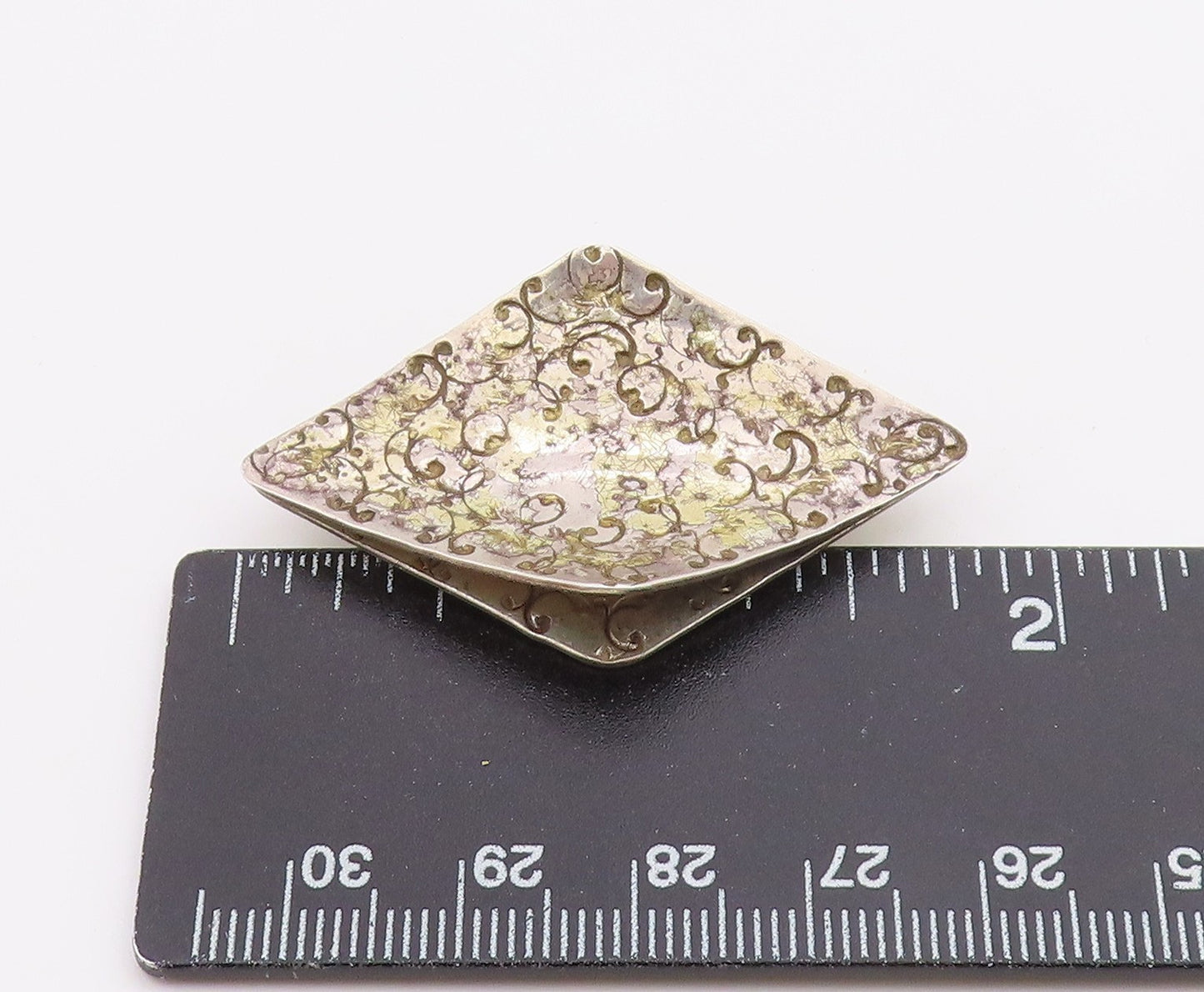 GRET BARKIN 925 Silver  Vintage Modernist Diamond Shaped Brooch Pin  BP8107