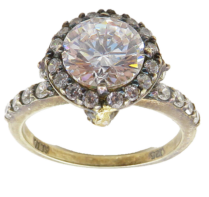 SETA 925 Silver  Vintage Sparkling Cubic Zirconia Band Ring Sz 8.5  RG18990