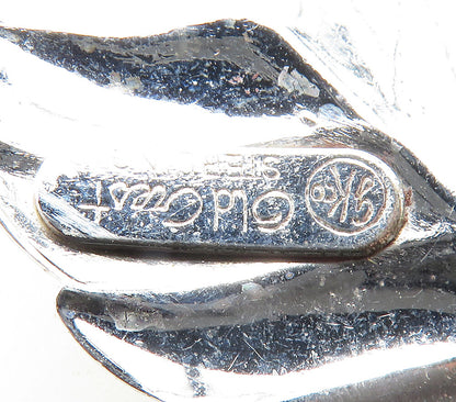 OLD CREST 925 Sterling Silver  Vintage Shiny Floral Leaves Brooch Pin  BP6534