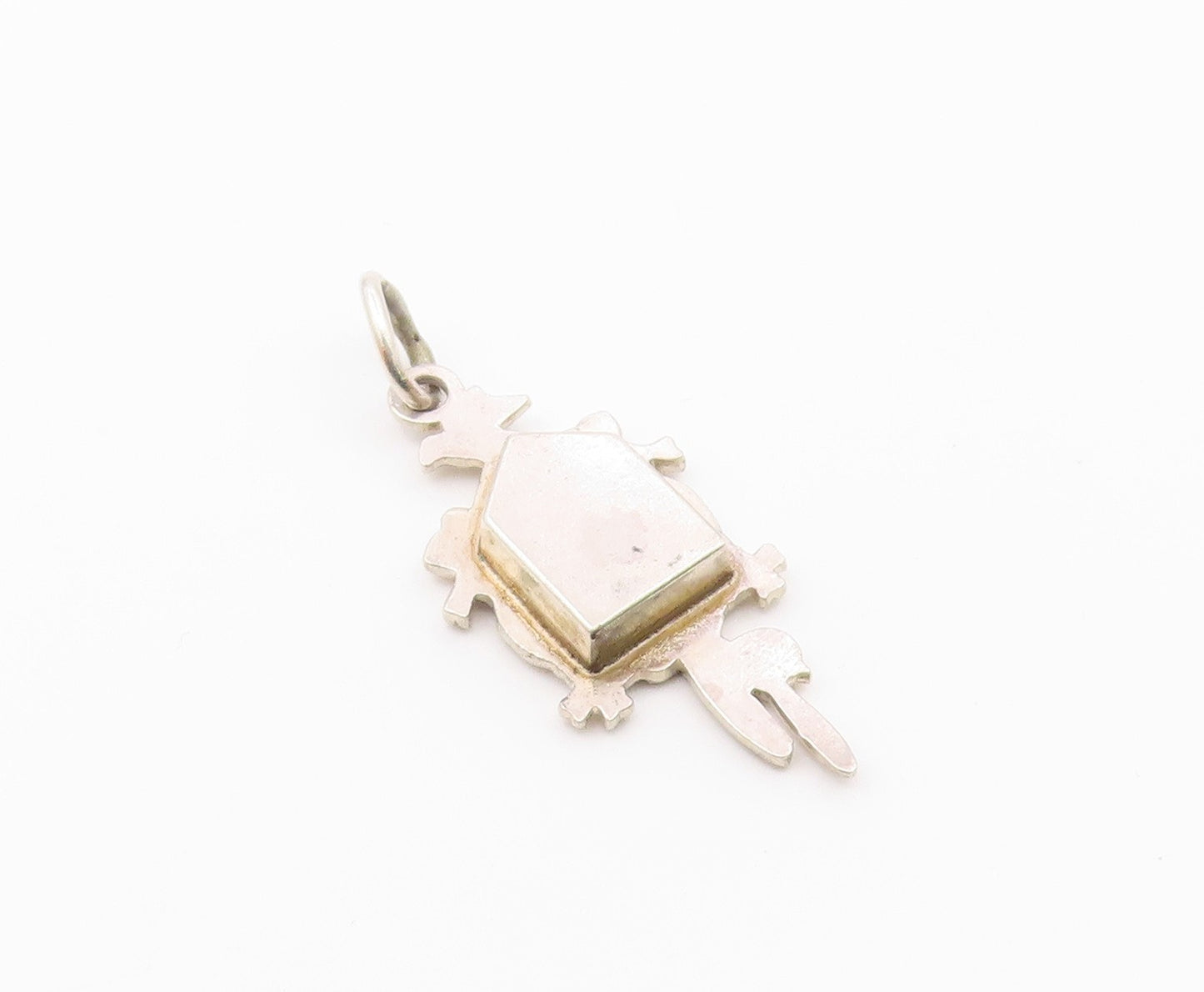 925 Sterling Silver  Vintage Shiny Cuckoo Clock Motif Pendant  PT17514
