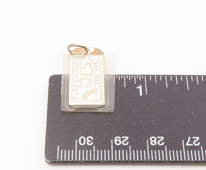 925 Sterling Silver  Shiny San Jose California 2 Tone Dog Tag Pendant  PT19440