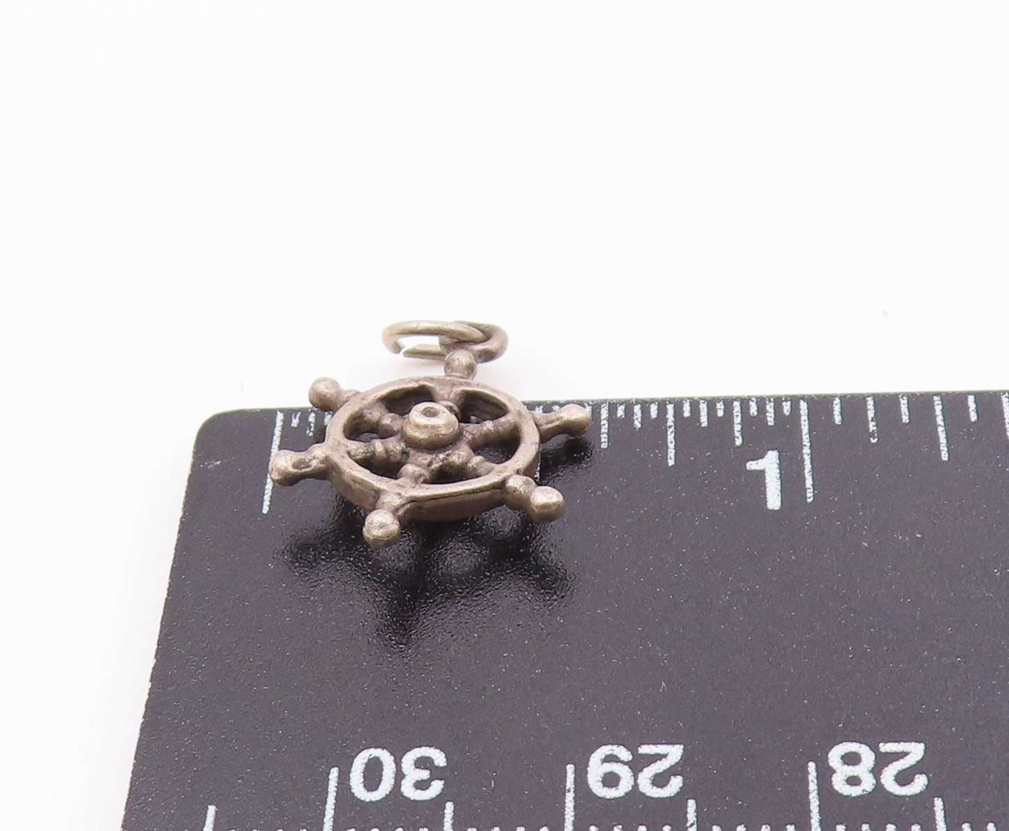 925 Sterling Silver  Vintage Captain Ship's Wheel Charm Pendant  PT21274
