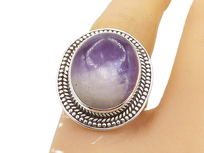 925 Sterling Silver  Cabochon Cut Amethyst Twist Cocktail Ring Sz 9  RG8312
