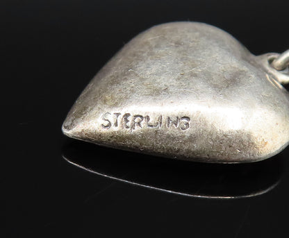925 Sterling Silver  Vintage Antique Carved Love Hearts Charm Pendant  PT21272