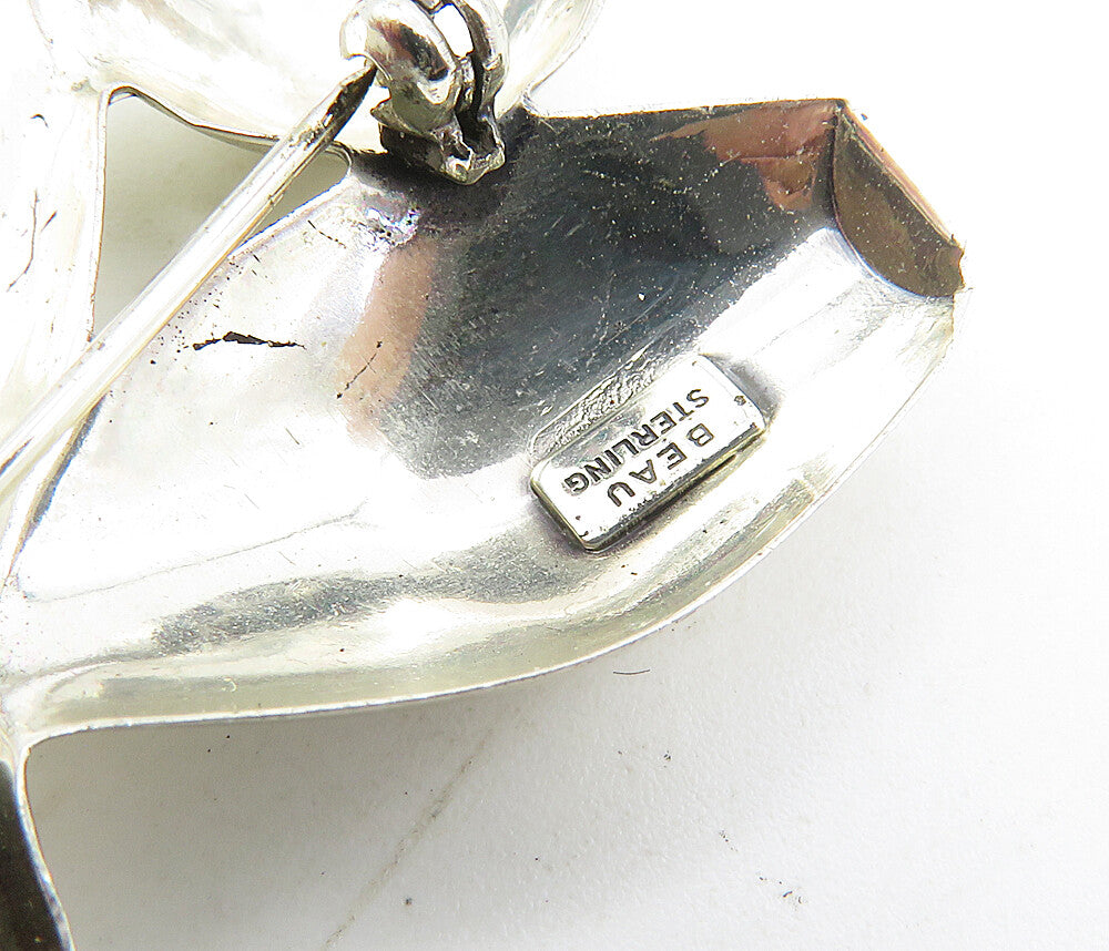 BEAU 925 Sterling Silver  Vintage Shiny Bowling Ball & Pins Brooch Pin  BP3303