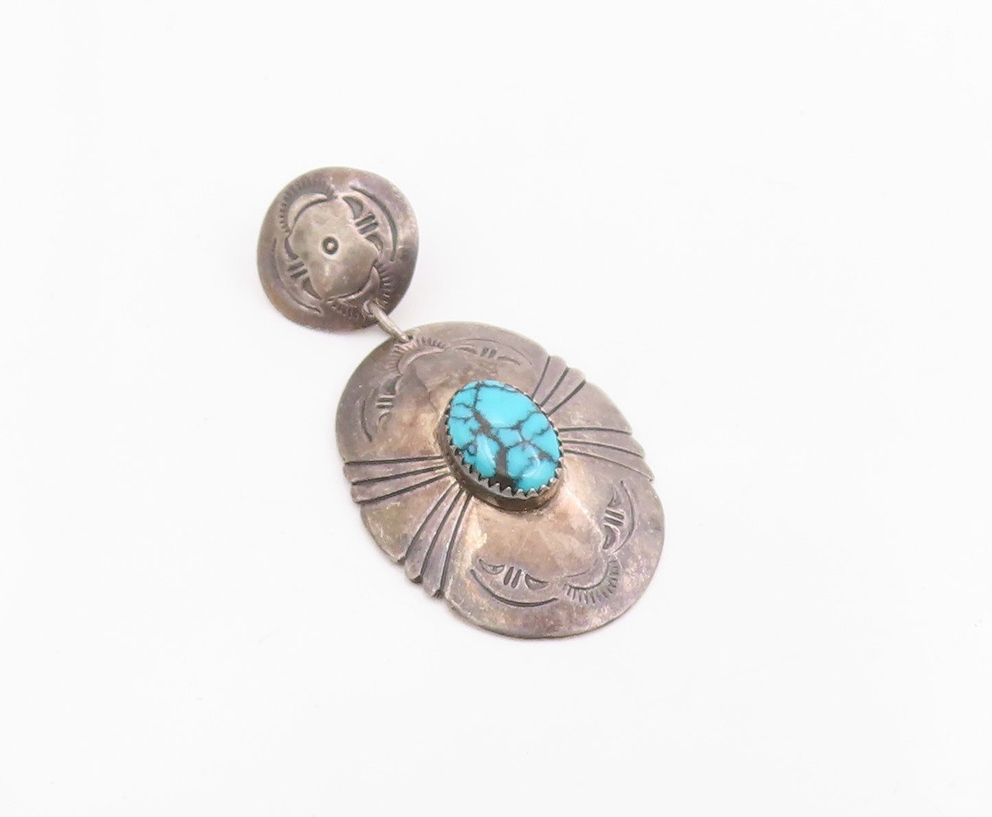 925 Sterling Silver Vintage Earrings NAVAJO Turquoise Single Pieces  EG14302