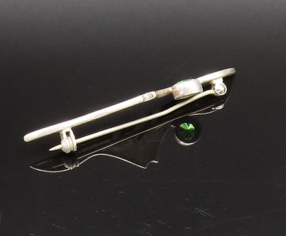 DESIGNER 925 Silver  Vintage Green Topaz & Modernist Design Brooch Pin BP10070