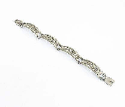 925 Silver Vintage Antique Hieroglyphics Cartouche Chain Bracelet BT2109