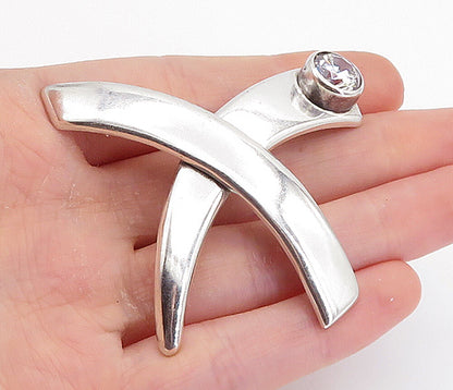 LOS BALLESTEROS MEXICO 925 Silver  Vintage Cubic Zirconia Brooch Pin  BP2815
