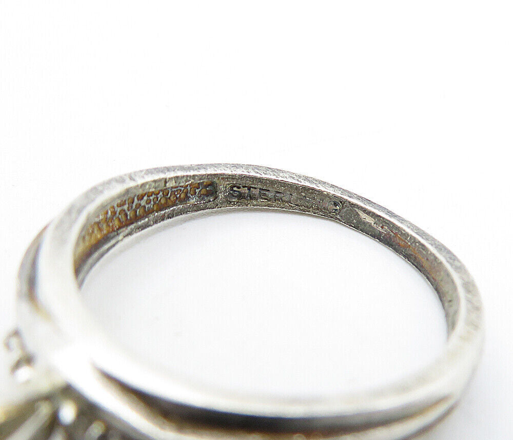 925 Sterling Silver  Vintage Cubic Zirconia Solitaire Ring Sz 6.5  RG4788