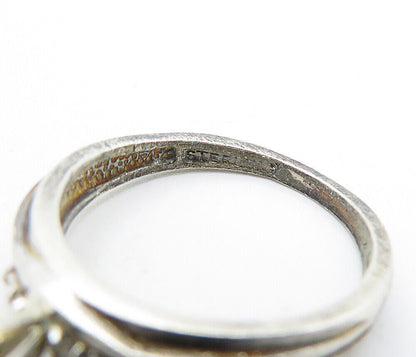 925 Sterling Silver  Vintage Cubic Zirconia Solitaire Ring Sz 6.5  RG4788