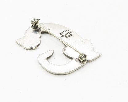 MEXICO 925 Sterling Silver  Vintage Sitting Cat G Initial Brooch Pin  BP3747