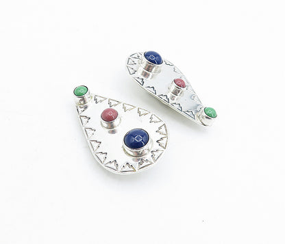 CARSI MEXICO 925 Silver  Vintage Lapis Lazuli Shiny Non Pierce Earrings EG2720