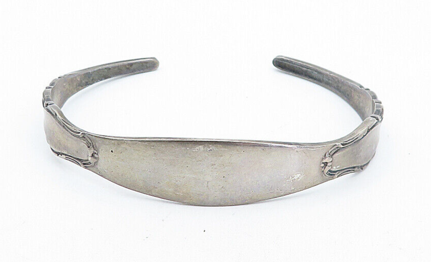 REED & BARTON 925 Silver Vintage Dark Tone Tapered Spoon Cuff Bracelet BT1545