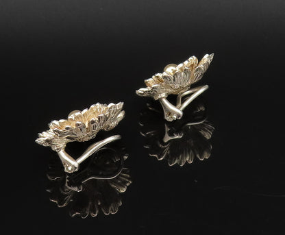 ESPO SIG 14K GOLD & 925 Silver Vintage Chrysanthemum Clip Earrings EG12188