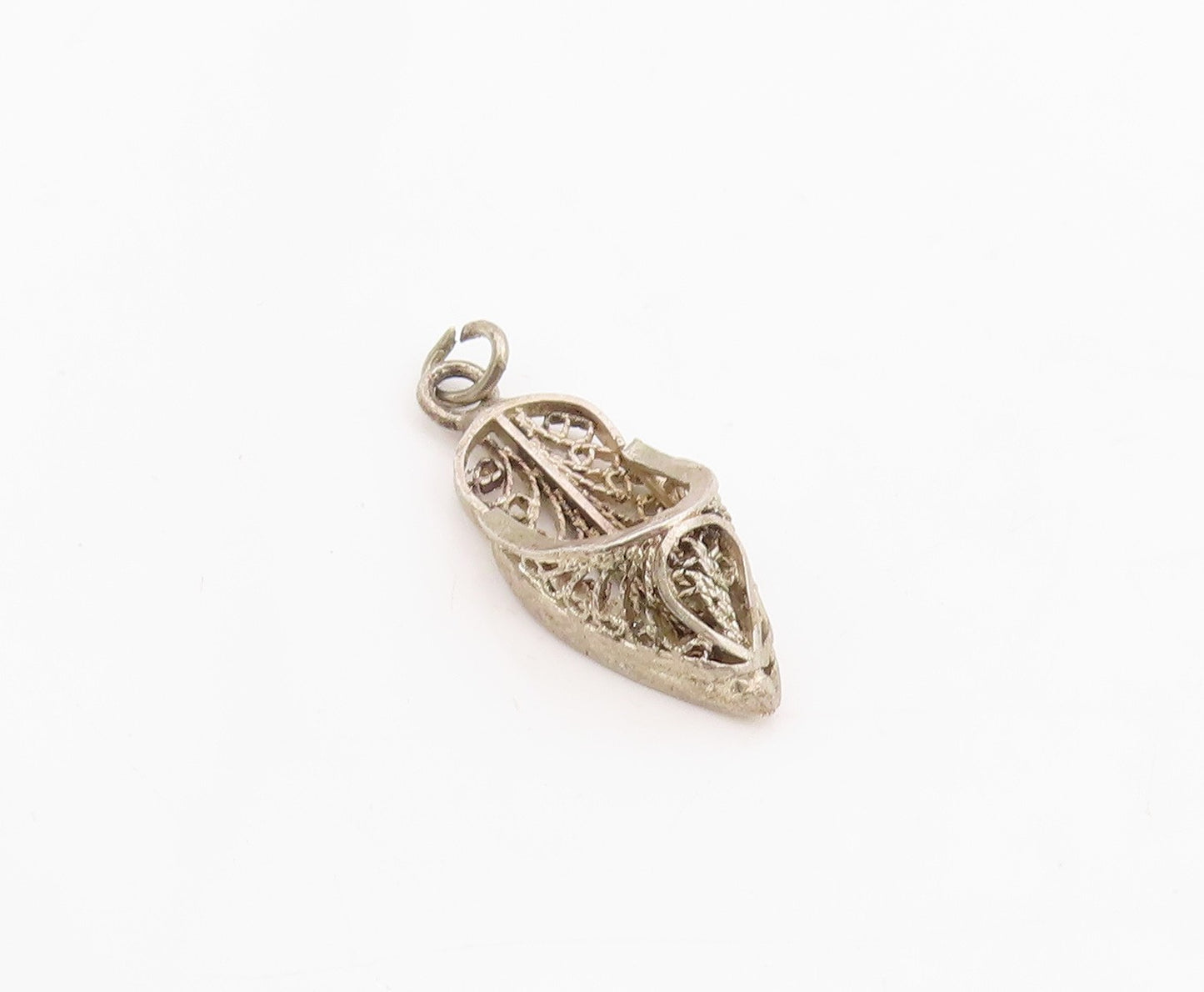 925 Sterling Silver Vintage Pendant Filigree Cinderella Slipper Charm  PT25179