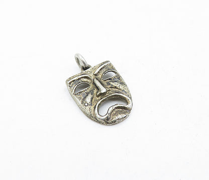 925 Sterling Silver  Vintage Petite Sad Dramatic Theater Mask Pendant  PT2842