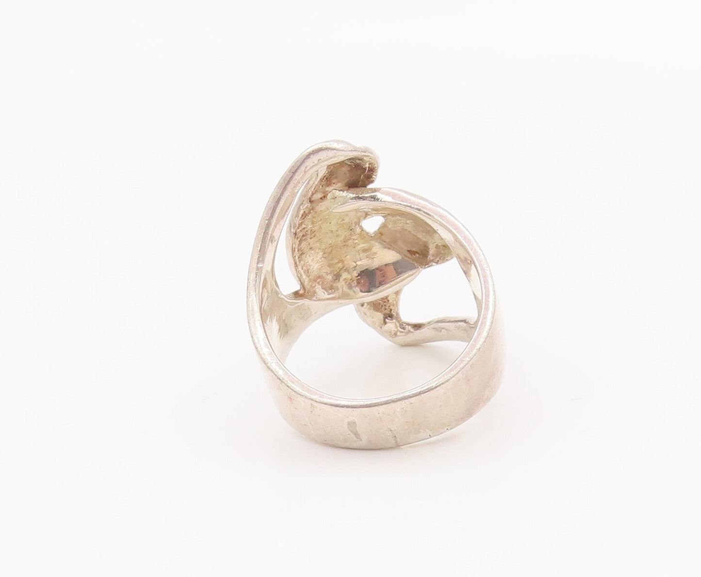 925 Sterling Silver Vintage Ring Solid Swirly Cutout Design  Sz 6.5  RG28145