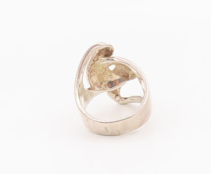 925 Sterling Silver Vintage Ring Solid Swirly Cutout Design  Sz 6.5  RG28145