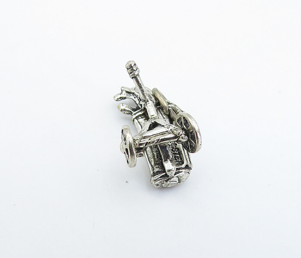 925 Sterling Silver  Vintage Petite Bag Of Golf Clubs Sports Pendant  PT4935