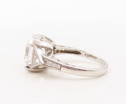 925 Sterling Silver Vintage Ring Square & Triangle Cut CZ   Sz 7  RG31087