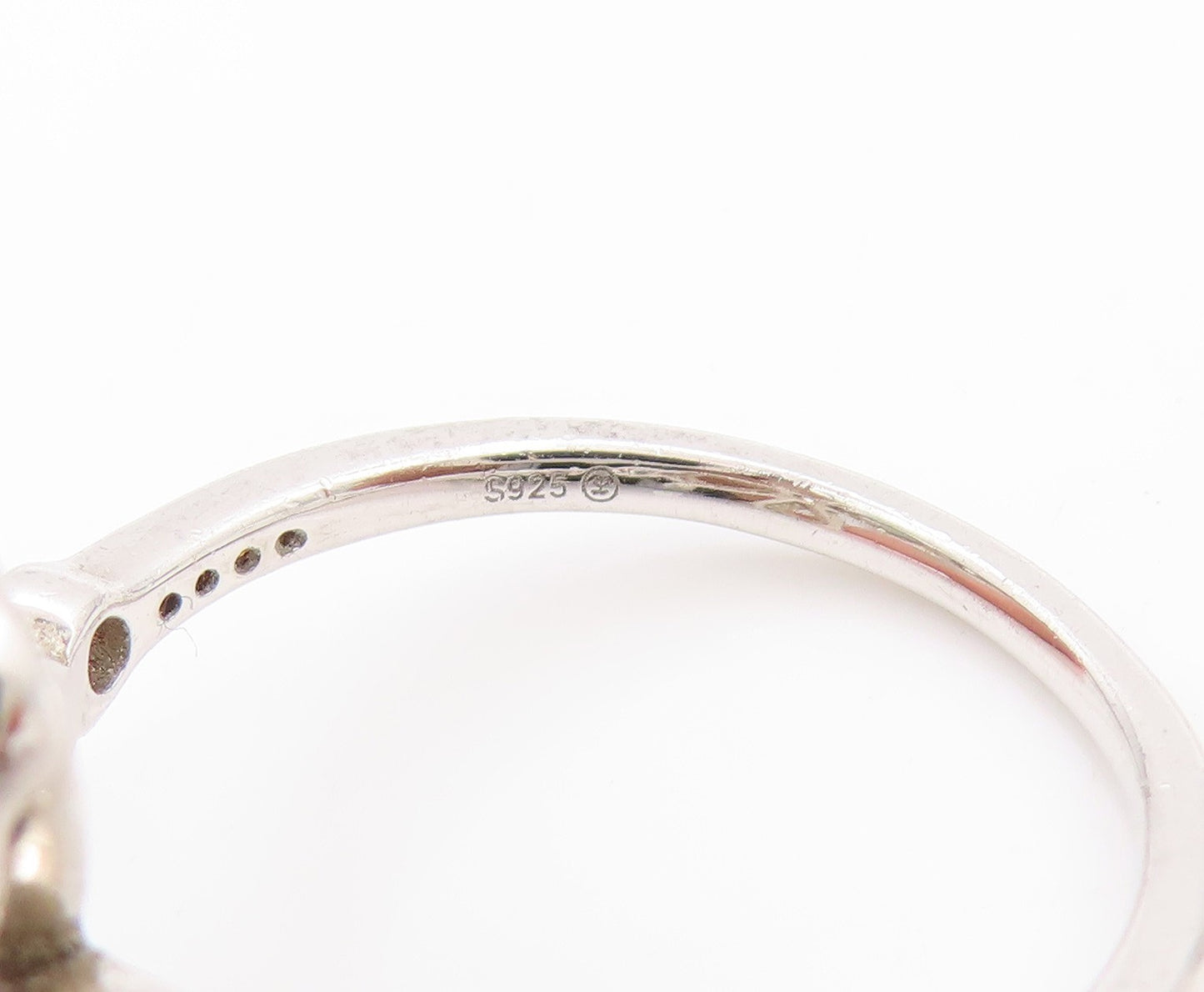 925 Sterling Silver Vintage Ring Two Shape CZ Floral Cut Out Band  Sz 8  RG33702