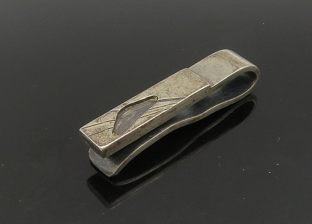 925 Sterling Silver  Vintage Dark Tone Cutout Detail Tie Clip  TR3117