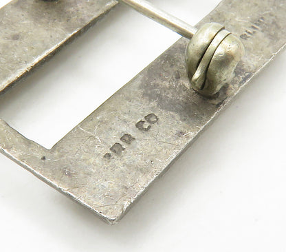 925 Sterling Silver  Vintage Dark Tone Smooth Square Brooch Pin  BP6467