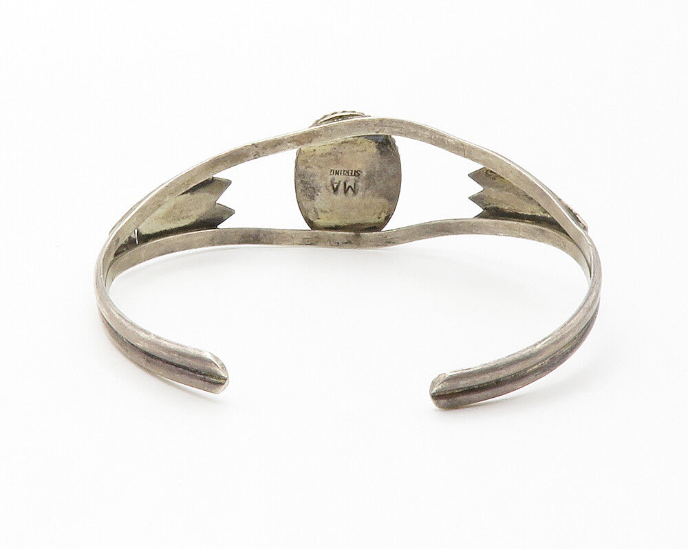 NAVAJO 925 Sterling Silver  Vintage Mother Of Pearl Cuff Bracelet  BT5764
